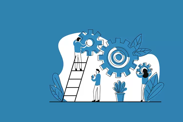 problem solving metaphor with people and gears