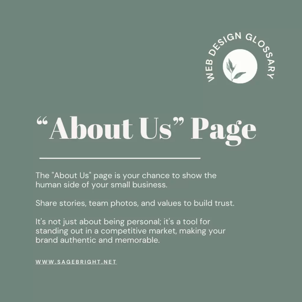 about us page definition for small business website design